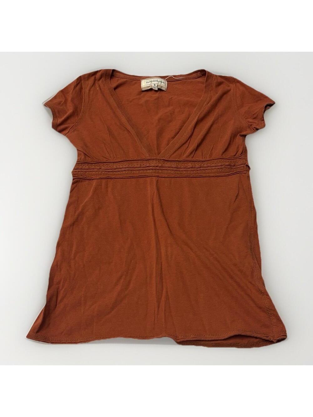 Women’s Burnt Orange Short Sleeve Babydoll Top Summer Size Medium